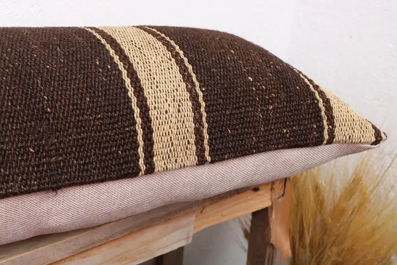 Kilim Pillow Cover, Anatolian Cushion, Throw Kilim Pillow, 12x36 Beige Cushion Case, Pattern Throw Cushion, Interior Designer Pillow, Pillow Sham - 6