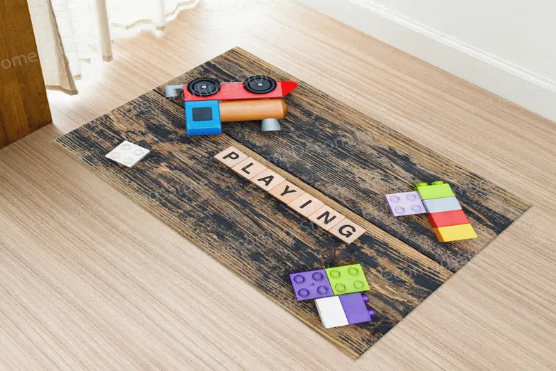 エレガントなプリントラグ: モダンなデザインでプレイルームを変身させます。