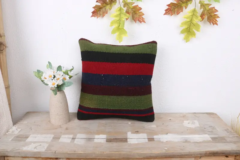 Nautical Throw Pillow, Interior Designer Pillow, Turkish Kilim Pillow, Outdoor Pillow Cover, Kilim Pillow, 12x12 Blue Cushion Cover, Pillow - 1