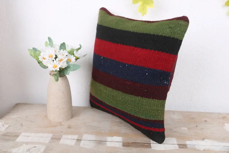 Nautical Throw Pillow, Interior Designer Pillow, Turkish Kilim Pillow, Outdoor Pillow Cover, Kilim Pillow, 12x12 Blue Cushion Cover, Pillow - 4