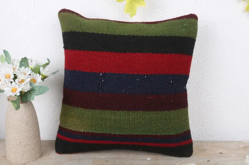 Nautical Throw Pillow, Interior Designer Pillow, Turkish Kilim Pillow, Outdoor Pillow Cover, Kilim Pillow, 12x12 Blue Cushion Cover, Pillow - 2