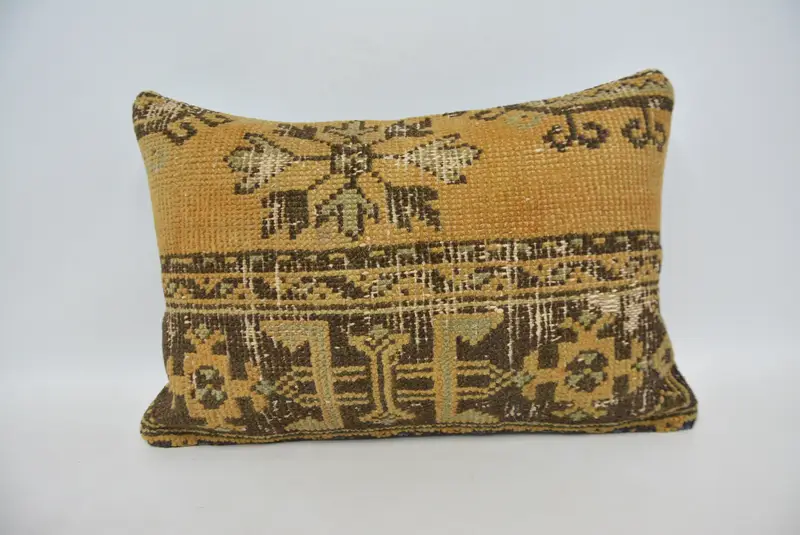Kilim Cushion Sham, Pillow Sham, 16x24 Orange Cushion Cover, Pillow for Sofa, Interior Designer Pillow, Vintage Throw Pillow Sham, Chair Pillow - 1