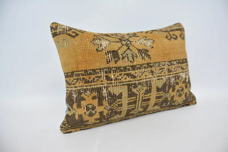 Kilim Cushion Sham, Pillow Sham, 16x24 Orange Cushion Cover, Pillow for Sofa, Interior Designer Pillow, Vintage Throw Pillow Sham, Chair Pillow - 3