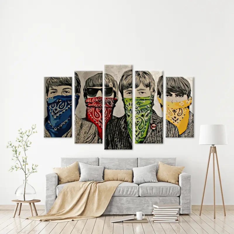 Banksy Beatles Canvas Art, Banksy Bandanas Graffiti Canvas Framed Wall Art , Rock and Roll, Home Decor BANKSY The Beatles, Banksy Canvas, - 6
