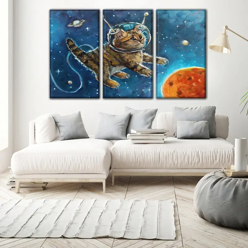 Astronaut Cat, Cat Canvas, Animals Wall Art, Abstract Space Wall Art, Abstract Canvas, Wall Art Canvas, Cat Wall Art, Kids Cartoon Canvas, - 2