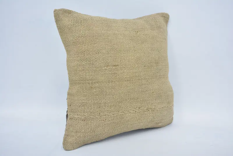 Antique Pillows, 12x12 Beige Pillow Sham, Sofa Pillow Case, Ethnical Kilim Rug Pillow, Pillow, Comfy Throw Cushion Cover, Boho Pillow Sham Cover - 3