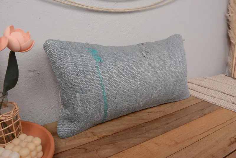 Grau besticktes Wurfkissen, 12x24 südwestliches Rechteckkissen