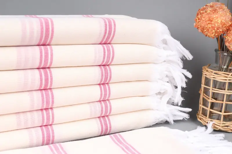 Toalla turca de algodón orgánico rosa con monograma, 40 x 71 pulgadas