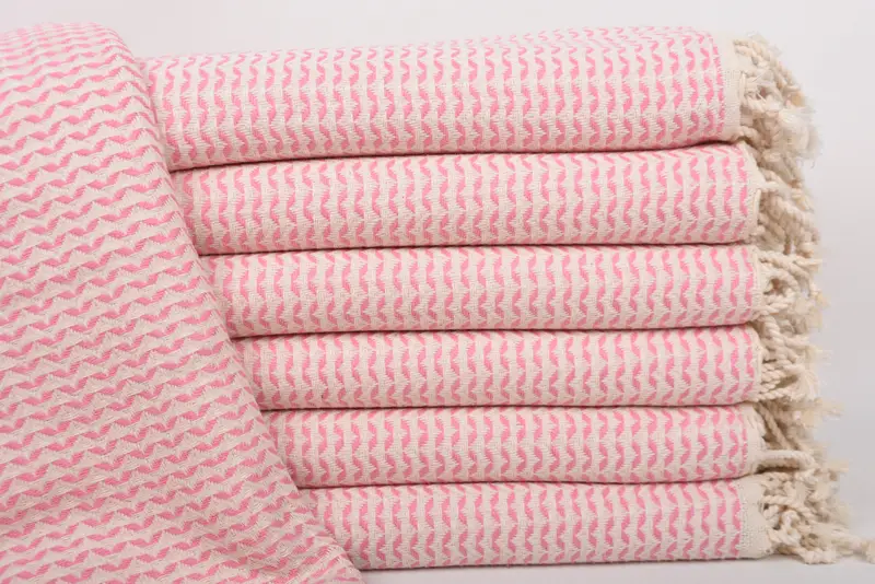 Pink Cotton Beach Towel Turkish Organic, 40x71 Inches