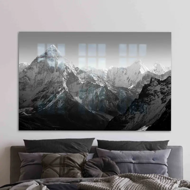 エレガントなヒマラヤ エベレスト風景プリント ガラス - モダンなデザイン