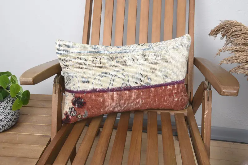 Gift Pillow, Pillow Case, Turkish Kilim Pillow, Traditional Pillow, Couch Cushion Cover, Pillow for Couch, 12x20 Red Pillow Case, Nomadic Pillow - 1
