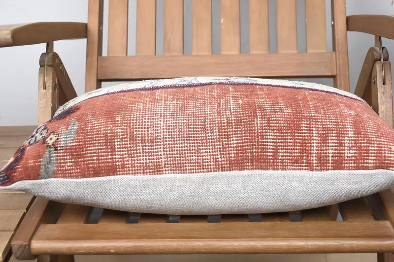 Gift Pillow, Pillow Case, Turkish Kilim Pillow, Traditional Pillow, Couch Cushion Cover, Pillow for Couch, 12x20 Red Pillow Case, Nomadic Pillow - 5