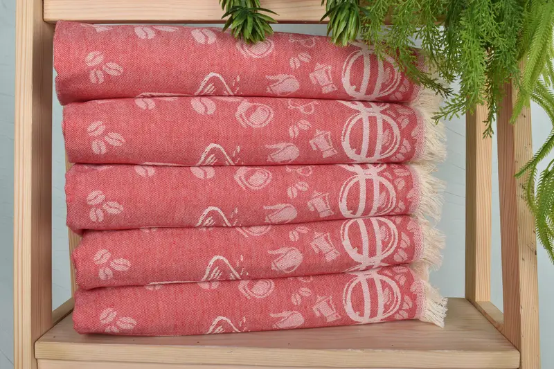 28x20 Cotton Coffee Patterned Towel, Personalized Hand Towel, Custom Hand Towel, Monogrammed Turkish Towel, Personalized Kitchen Towel, Gift For Mom - 2