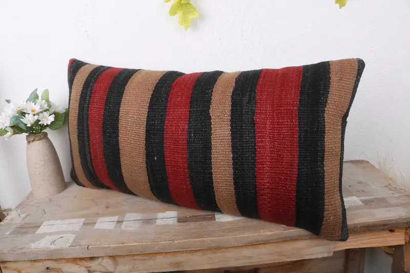 Decorative Throw Pillow Case, Turkish Kilim Pillow, Gift Pillow, Accent Throw Pillow Cover, Vintage Pillow, Cushion, 12x24 Beige Cushion Cover - 4