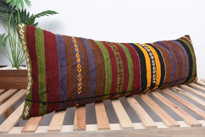 Turkish Corner Cushion Case, Antique Pillows, 16x48 Green Pillow Sham, Cushion Case, Boho Pillow Sham Cover, Gift Pillow, Traditional Pillow Case - 4