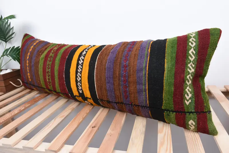 Turkish Corner Cushion Case, Antique Pillows, 16x48 Green Pillow Sham, Cushion Case, Boho Pillow Sham Cover, Gift Pillow, Traditional Pillow Case - 5