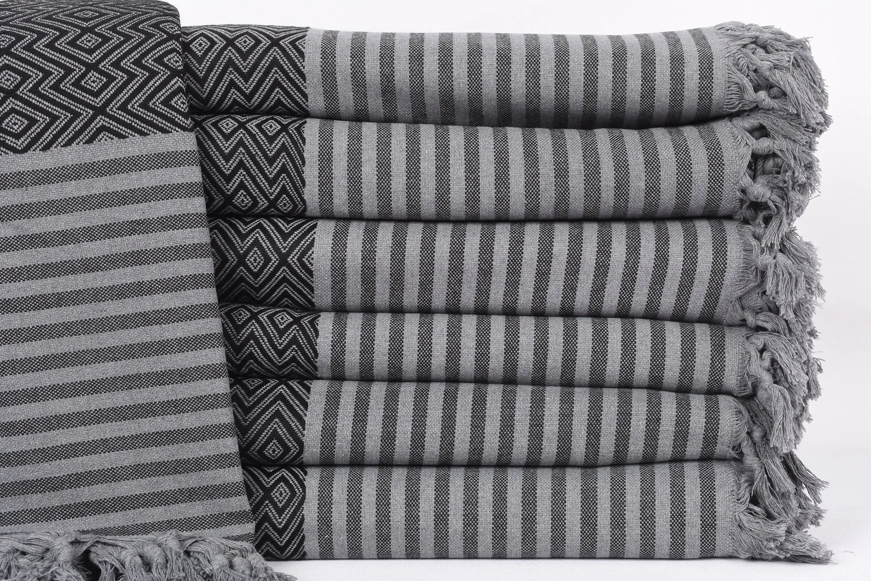 Turkish Blanket, 103x79 Inches Black Diamond Blanket, Organic Cotton - 1