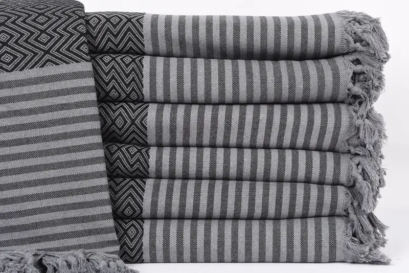 Turkish Blanket, 103x79 Inches Black Diamond Blanket, Organic Cotton