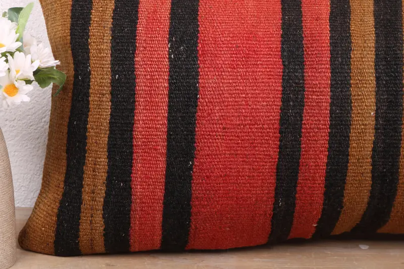 Kilim Pillow Cover, Interior Designer Pillow, 12x24 Red Cushion Case, Pillow Case, Throw Kilim Pillow, Bohemian Cushion Cushion Case - 3
