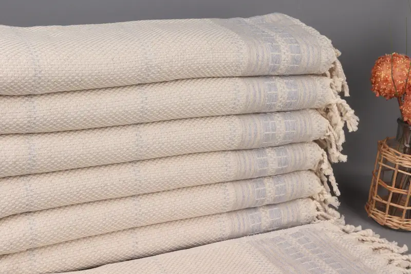 Guest Hand Towel Organic Cotton Linen, Light Gray, 20x40 Inches