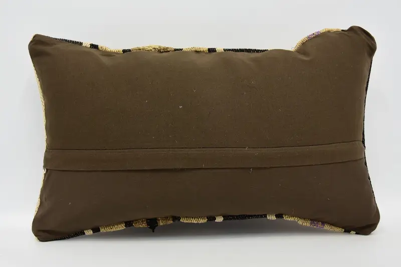 Pillow Case, Ethnical Kilim Rug Pillow, One Of A Kind Pillow Case, Throw Kilim Pillow, Patio Cushion Cover, 12x20 Brown Cushion, Pillow for Sofa - 6