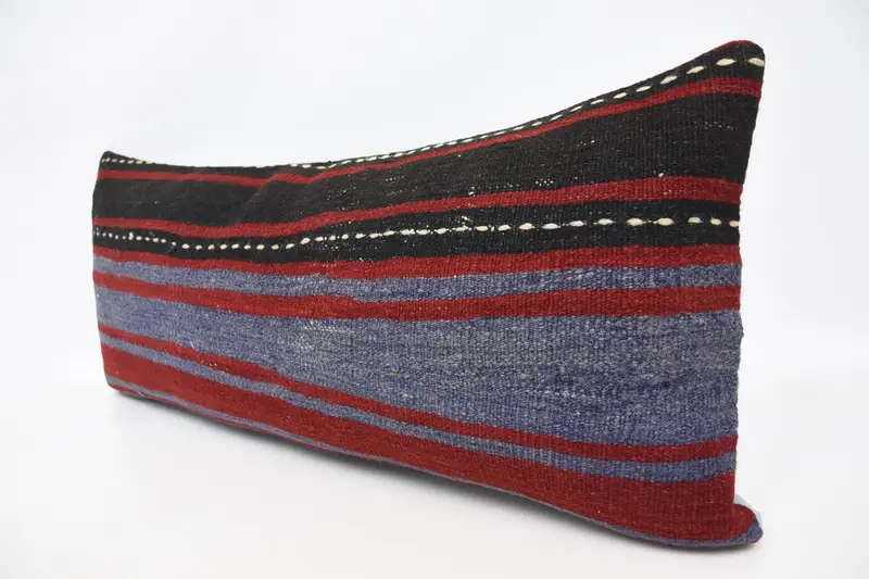 Ethnical Kilim Rug Pillow, Gift Pillow, Turkish Bench Pillow, Throw Kilim Pillow, Seat Pillow Case, Pillow Cover, 16x36 Red Pillow Sham - 4