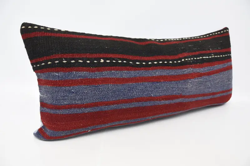 Ethnical Kilim Rug Pillow, Gift Pillow, Turkish Bench Pillow, Throw Kilim Pillow, Seat Pillow Case, Pillow Cover, 16x36 Red Pillow Sham - 3