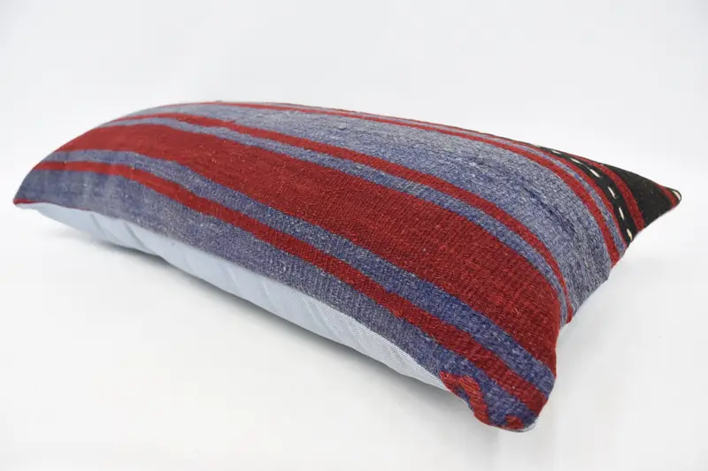 Ethnical Kilim Rug Pillow, Gift Pillow, Turkish Bench Pillow, Throw Kilim Pillow, Seat Pillow Case, Pillow Cover, 16x36 Red Pillow Sham - 5