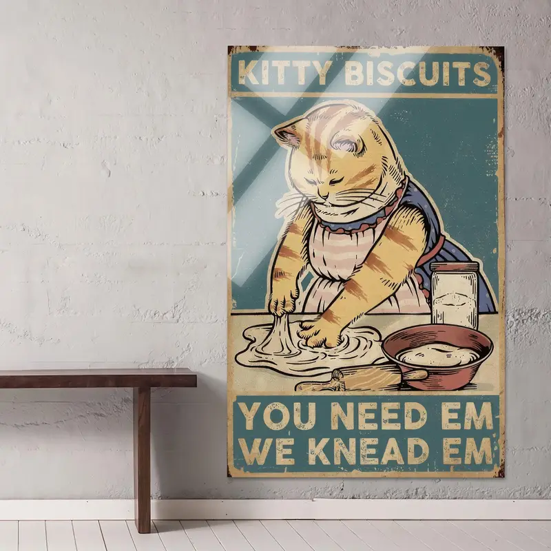 Sanatsal Sevimli Kedi Şef Kanvas: Fırın Mutfak Kafe Dekoru