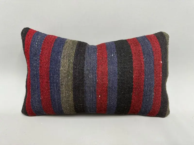 Nomadic Pillow Sham, Cushion Case, Interior Designer Pillow, 12x20 Purple Cushion, Pillow for Couch, Retro Pillow Case, Vintage Kilim Pillow - 4