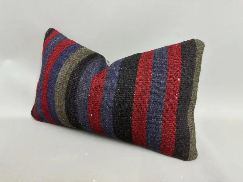 Nomadic Pillow Sham, Cushion Case, Interior Designer Pillow, 12x20 Purple Cushion, Pillow for Couch, Retro Pillow Case, Vintage Kilim Pillow - 3