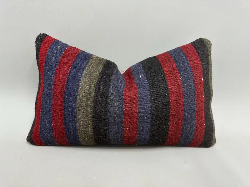 Nomadic Pillow Sham, Cushion Case, Interior Designer Pillow, 12x20 Purple Cushion, Pillow for Couch, Retro Pillow Case, Vintage Kilim Pillow - 1