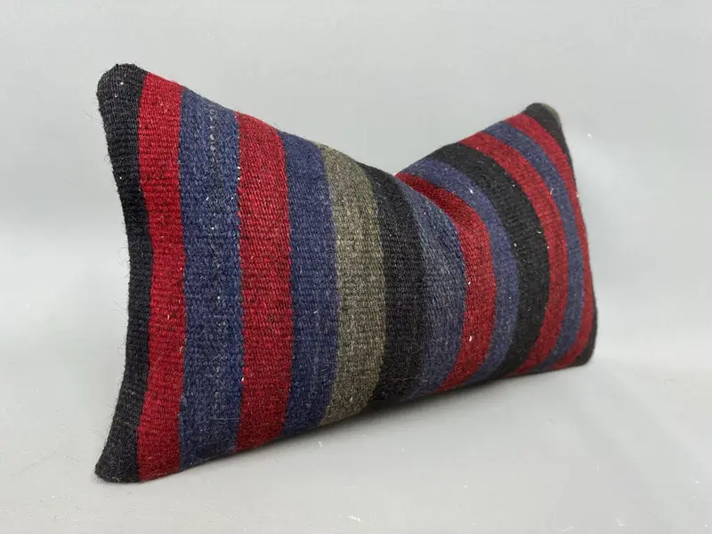 Nomadic Pillow Sham, Cushion Case, Interior Designer Pillow, 12x20 Purple Cushion, Pillow for Couch, Retro Pillow Case, Vintage Kilim Pillow - 2