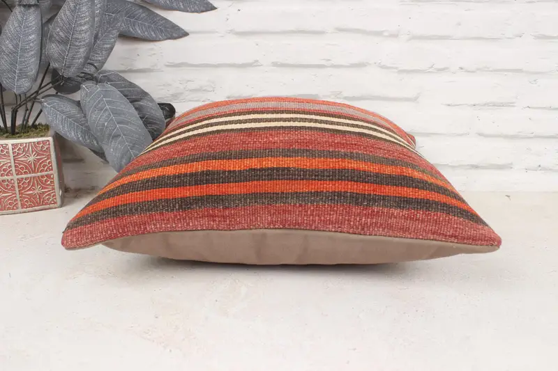 Vintage Kilim Throw Pillow, Indoor Pillow Case, Kilim Pillow, 16x16 Red Pillow Sham, Pillow Case, Bolster Throw Cushion Cover, Boho Pillow - 5