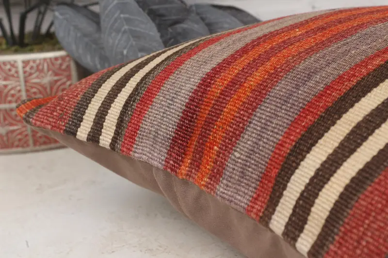 Vintage Kilim Throw Pillow, Indoor Pillow Case, Kilim Pillow, 16x16 Red Pillow Sham, Pillow Case, Bolster Throw Cushion Cover, Boho Pillow - 7