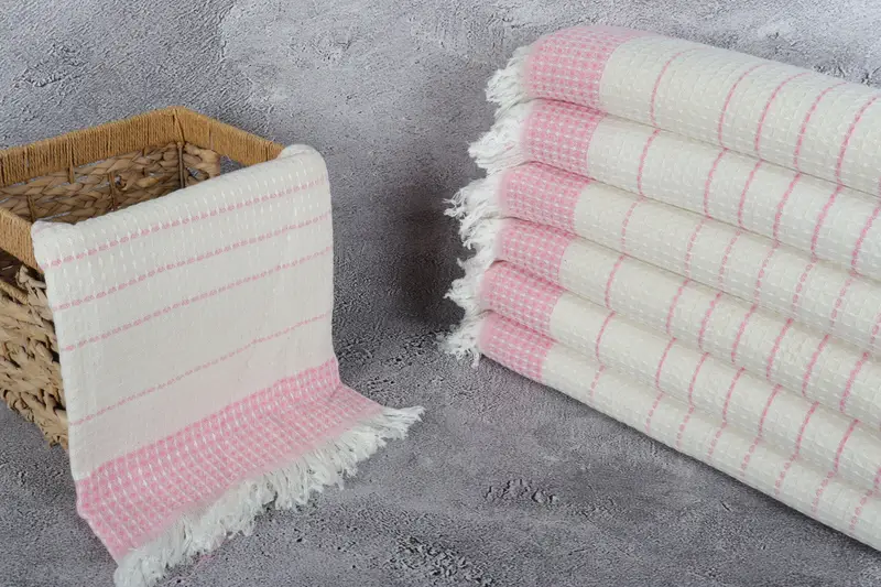70x40 Cotton Waffle Towel, Organic towel, Peshtemal Towel, Guest Towel, Gift For Wedding Day, Best Friend Gift Ideas, Thin towel, Embroidered Towel - 3