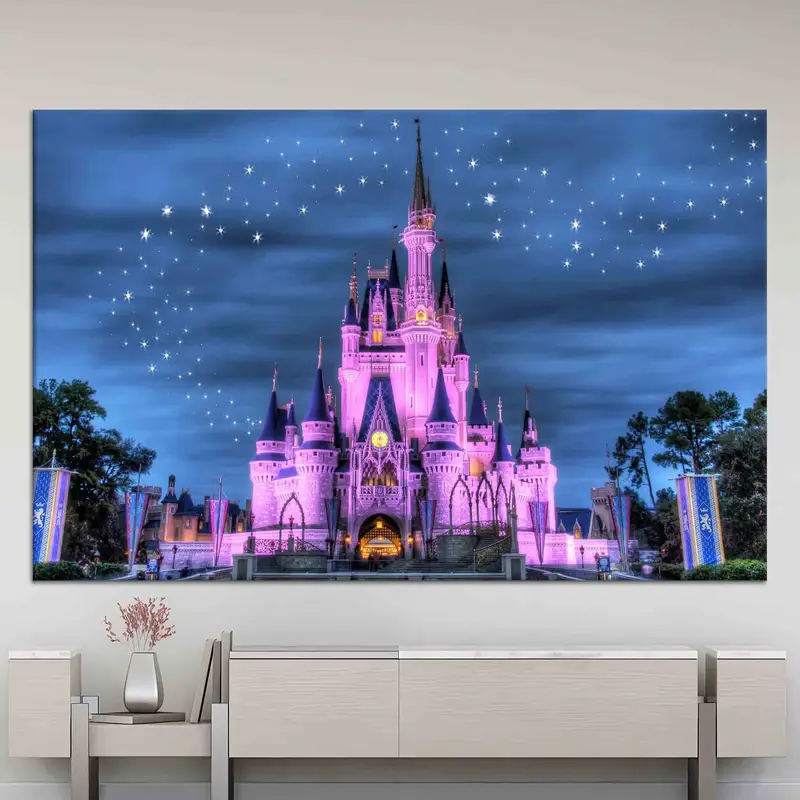 Enchanting Disneyland Starry Sky Canvas for Girl's Room