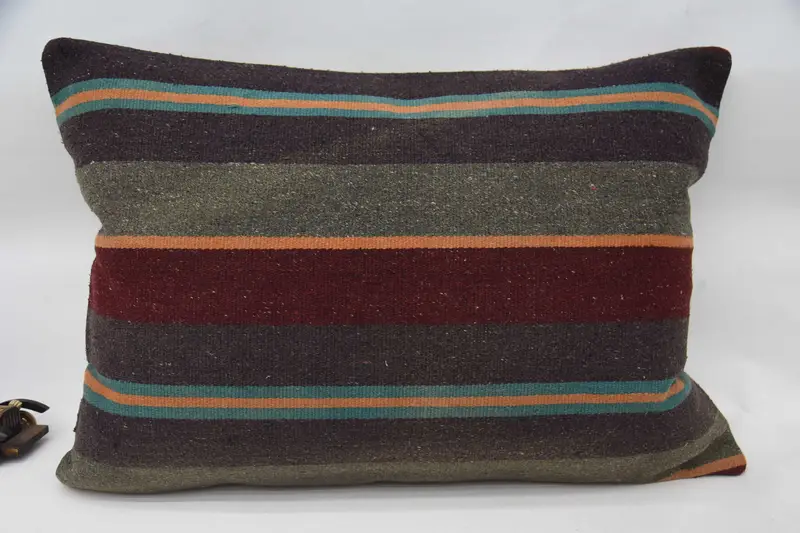 Turkish Striped Coastal Pillow, 20x28 inch Brown Moroccan Euro Sham - 1