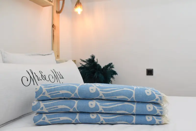 Organic Throw, Gift For Him, Personalized Blanket, Custom Blanket, Valentine Day Gift For Her, Boho Throw Blankets, 70x60 Cotton Fish Design Towel - 2