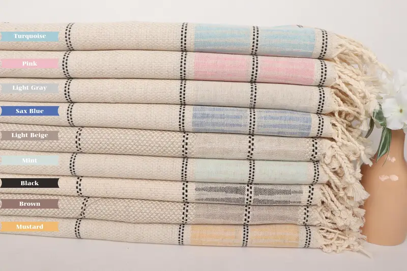 Turkish Towel Hand Towel, Personalized Hand Towel, Monogram Hand Towel, Valentine Day Gift For Her, Merry Christmas Gifts, 40x20 Linen Striped Towel - 1