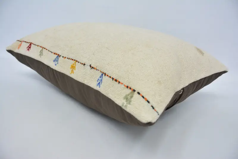 Throw Kilim Pillow, Turkish Bench Pillow Cover, 16x24 Beige Pillow Cover, Pillow Cover, Pillow for Sofa, Antique Pillows, Accent Throw Pillow Cover - 6