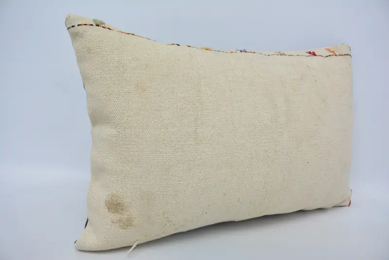 Throw Kilim Pillow, Turkish Bench Pillow Cover, 16x24 Beige Pillow Cover, Pillow Cover, Pillow for Sofa, Antique Pillows, Accent Throw Pillow Cover - 3