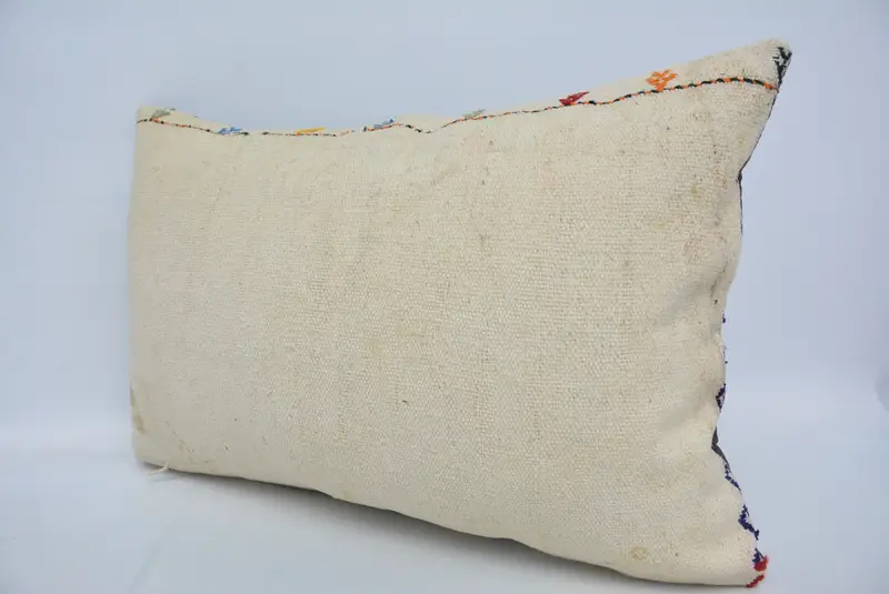 Throw Kilim Pillow, Turkish Bench Pillow Cover, 16x24 Beige Pillow Cover, Pillow Cover, Pillow for Sofa, Antique Pillows, Accent Throw Pillow Cover - 4