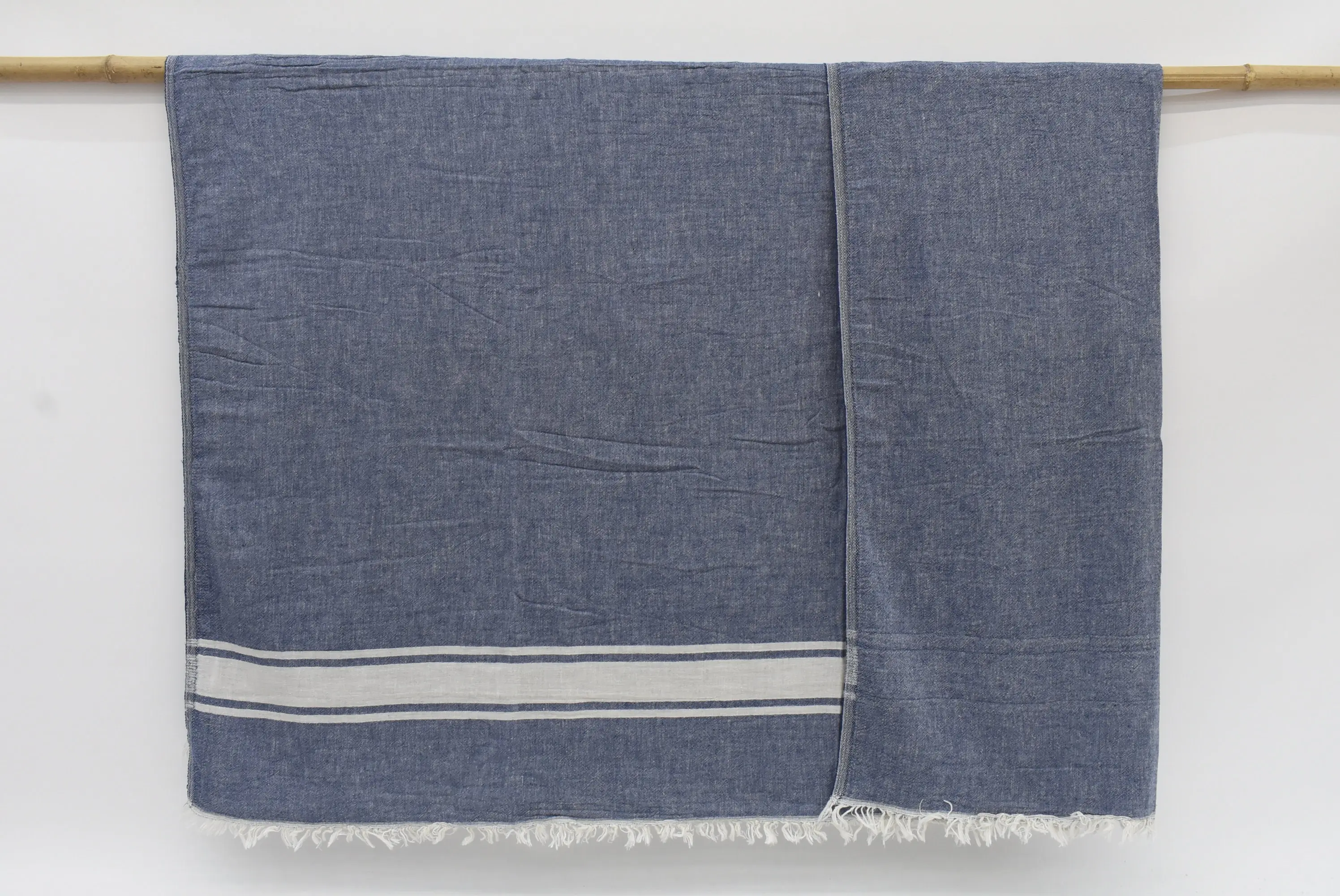 Personalized Navy Striped Organic Cotton Blanket, 70x60, Country Farmhouse - 1