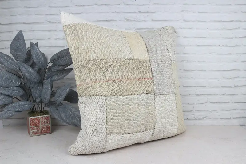 Pillow for Sofa, Cushion Cover, Tapestry Pillow Case, 28x28 White Pillow Case, Boho Throw Cushion, Kilim Pillow Cover, Gift Pillow - 4