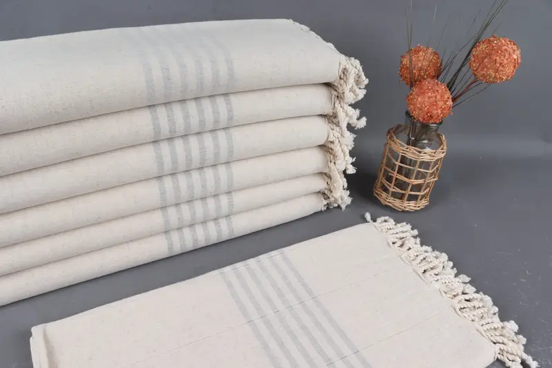 Organic Cotton Gray Striped Bath Towel, 40x71 Inches