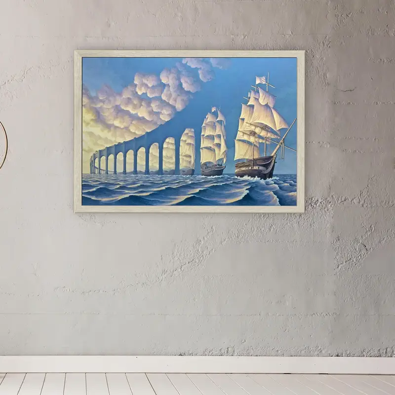 Surreal Sea Abstract Blue Printed Glass - Elegant Modern Design