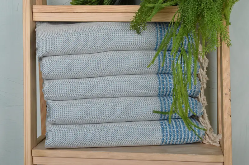 Handmade Gift, Bridesmaid Gifts, Holiday Towel, Organic Tea Towel, Monogram Hand Towel, Personalized Gift, Baby Boy Gift, 40x20 Cotton Striped Towel - 1