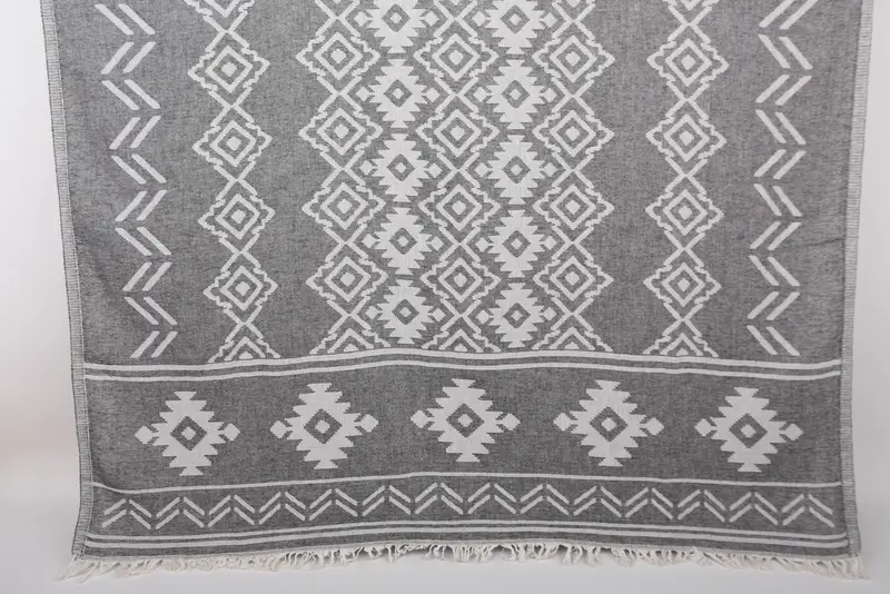 Home Gift Kids Beach Towel, Black Geometric Towel, 73x40 Inches