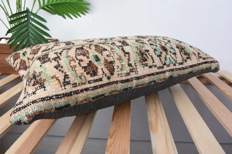 Cushion Case, 12x24 Beige Cushion Cover, Handwoven Pillow Case, Indoor Cushion, Kilim Pillow Cover, Gift Pillow, Kilim Pillow - 6
